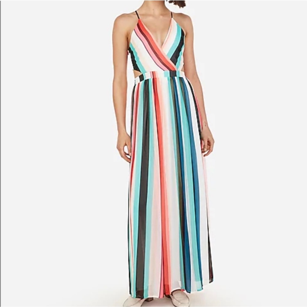Express Rainbow Stripe Maxi Dress